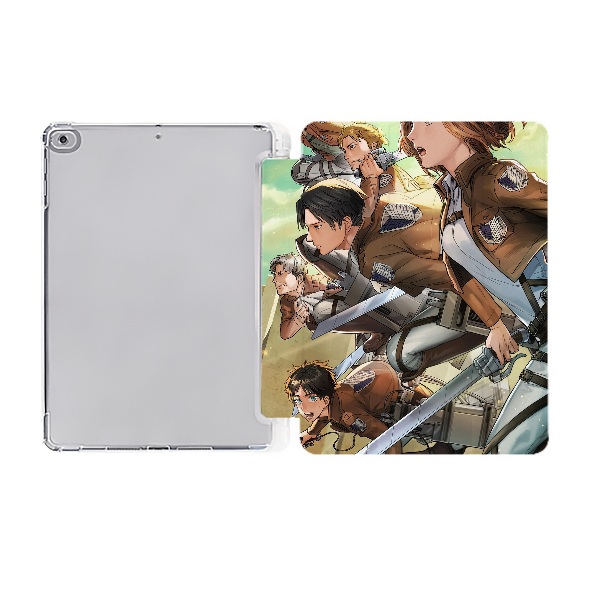 （画像用） 進撃の巨人 Attack on Titan IPad ケース ペン収納付き 三つ折りスタンド PUレザー×シリコン 対応機種9.5/10.5/10.9インチ